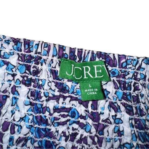 J. Crew Smocked Linen-Blend Bandeau Beach Dress in Purple Paisley Size Large - Picture 2 of 10